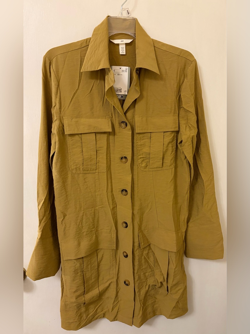 H&M Olive Utility Shirt Jacket - Lightweight Button-Front
